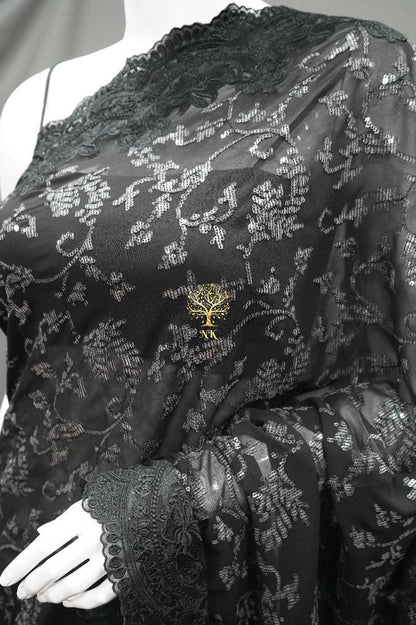 Black Gorgette Sequence Chikankari sarees