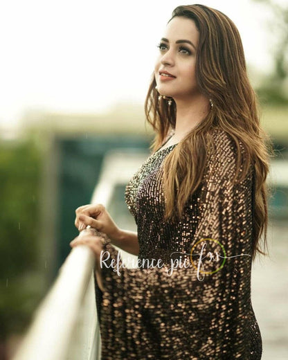 Celebs sequins partywear sexy sarees