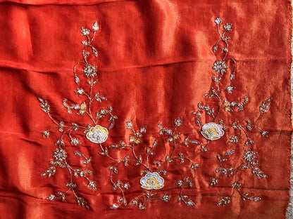 Orange Premium Shimmer Organza Tissue Silk Sarees