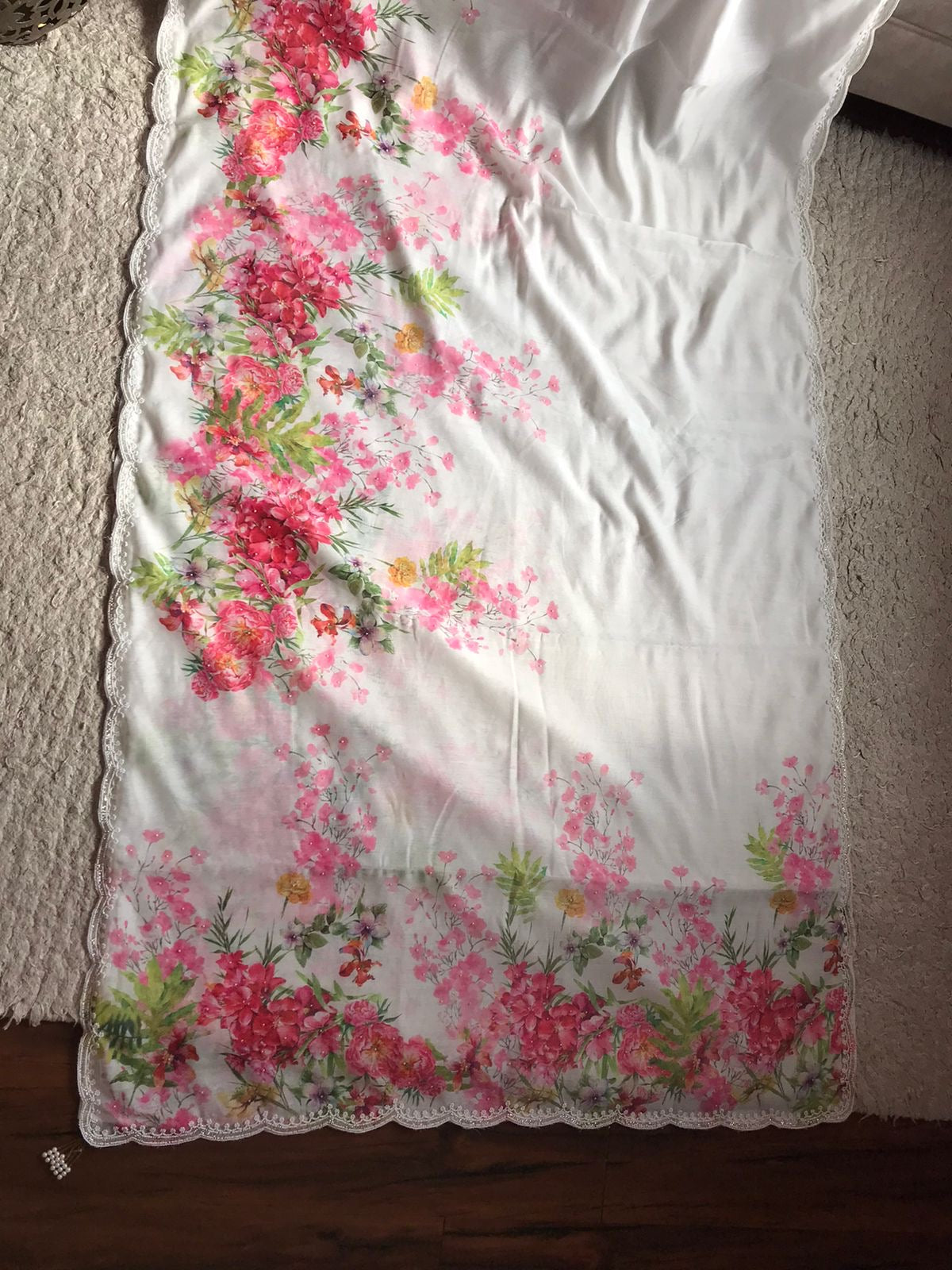 White Floral Saree Beautiful Partywear Sarees