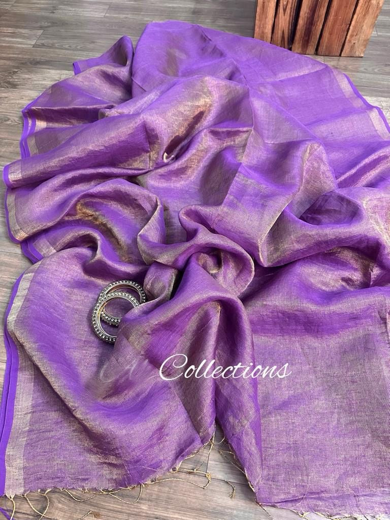 Handwoven Linen Saree Women Sarees Dual Tone Saree