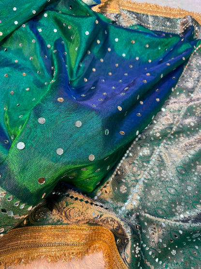 Maharani glass tissue saree banarsi soft silk saree Indian sari blouse