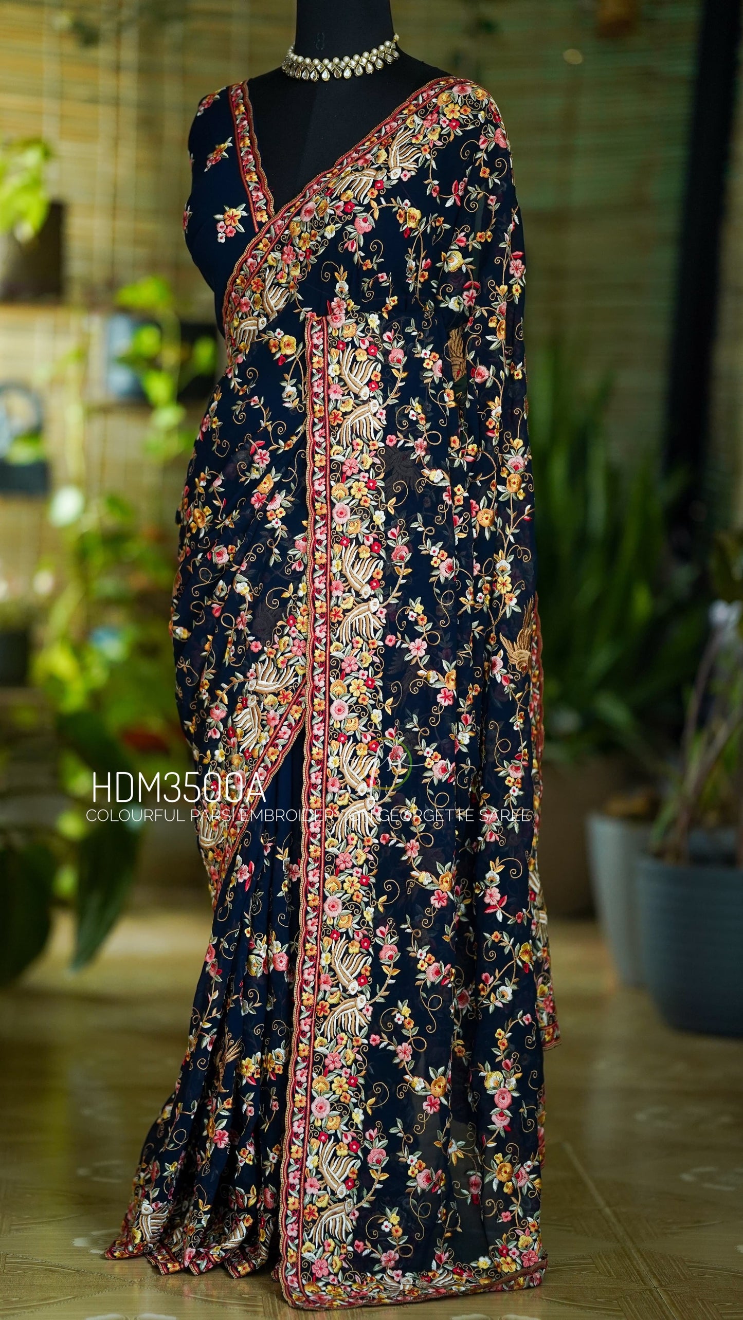 Navish Parsi inspired saree georgette sarees women sari blouse