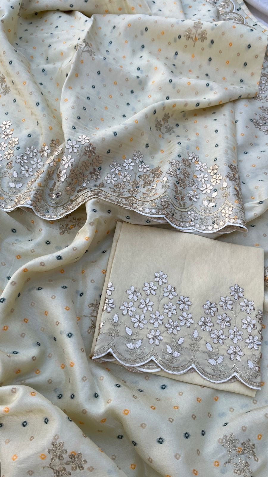Munga Gottapatti Saree Bandhani saree