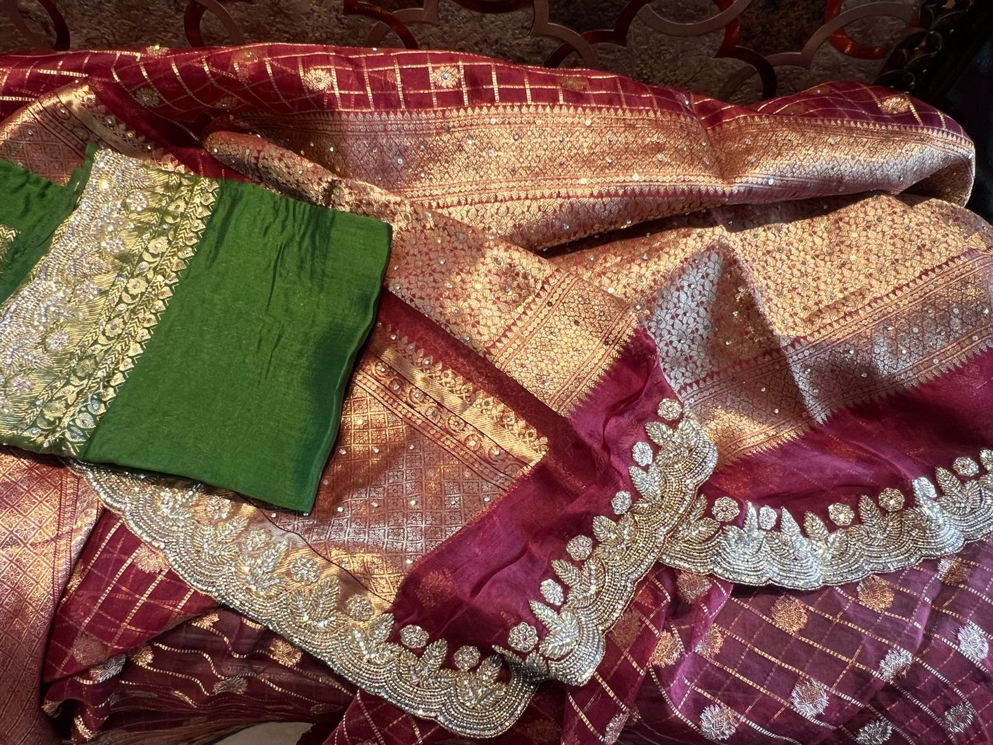 Wedding Inspired Zardosi Saree Embroidered Saree blouse