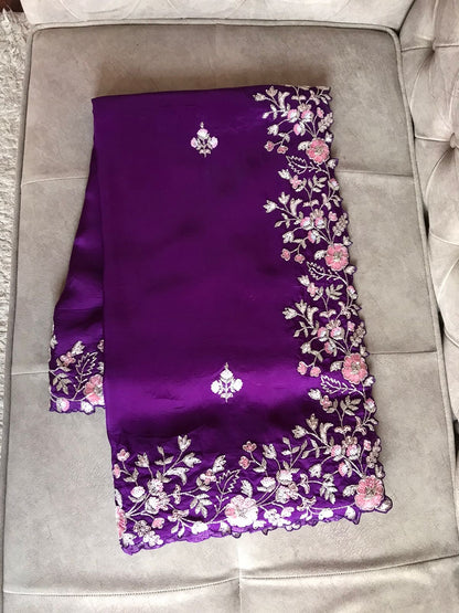 Purple Premium Organza Saree