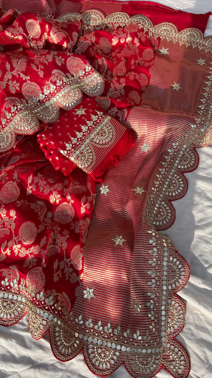 Umesha Khaddi gorgette saree Indian wedding sari blouse