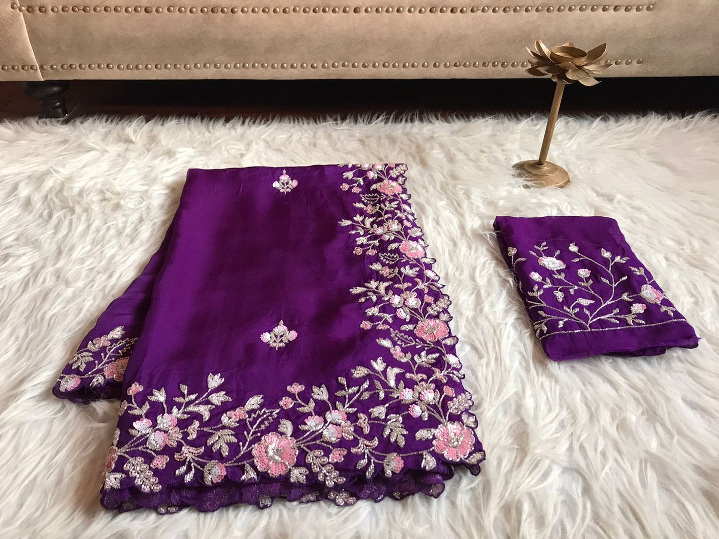 Purple Premium Organza Saree