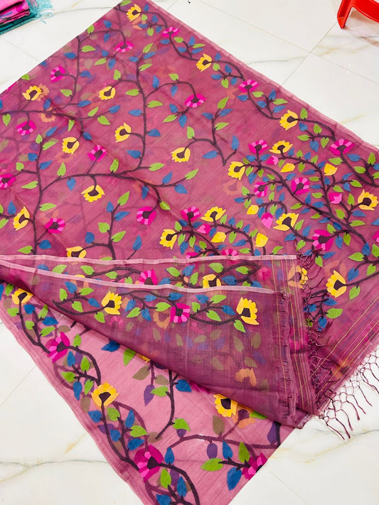 Mahima Pure Tantuj Sarees Jamdani Sari Blouse