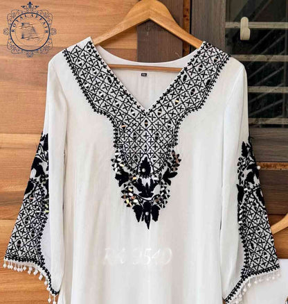 White silk salwar kameez fusion dress designer stitched dresses