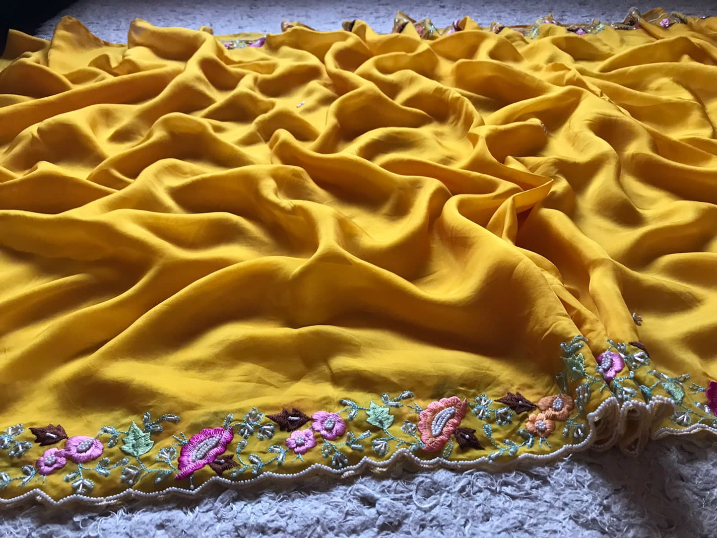Yellow organza silk sarees