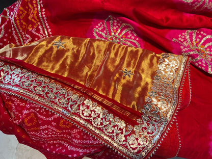 Red bridal saree Gajji silk saree Indian saree