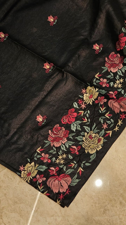 Floral saree tussar silk saree Indian sari blouse