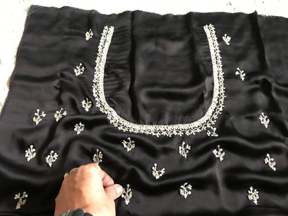 Black satin organza saree luxury saree women sari blouse