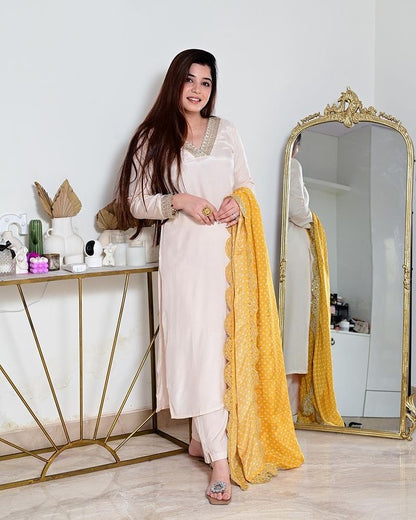 Bandhej inspired Chanderi salwar kameez