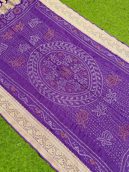 Purple dupatta bandhej dupatta gorgette neemzari dupatta