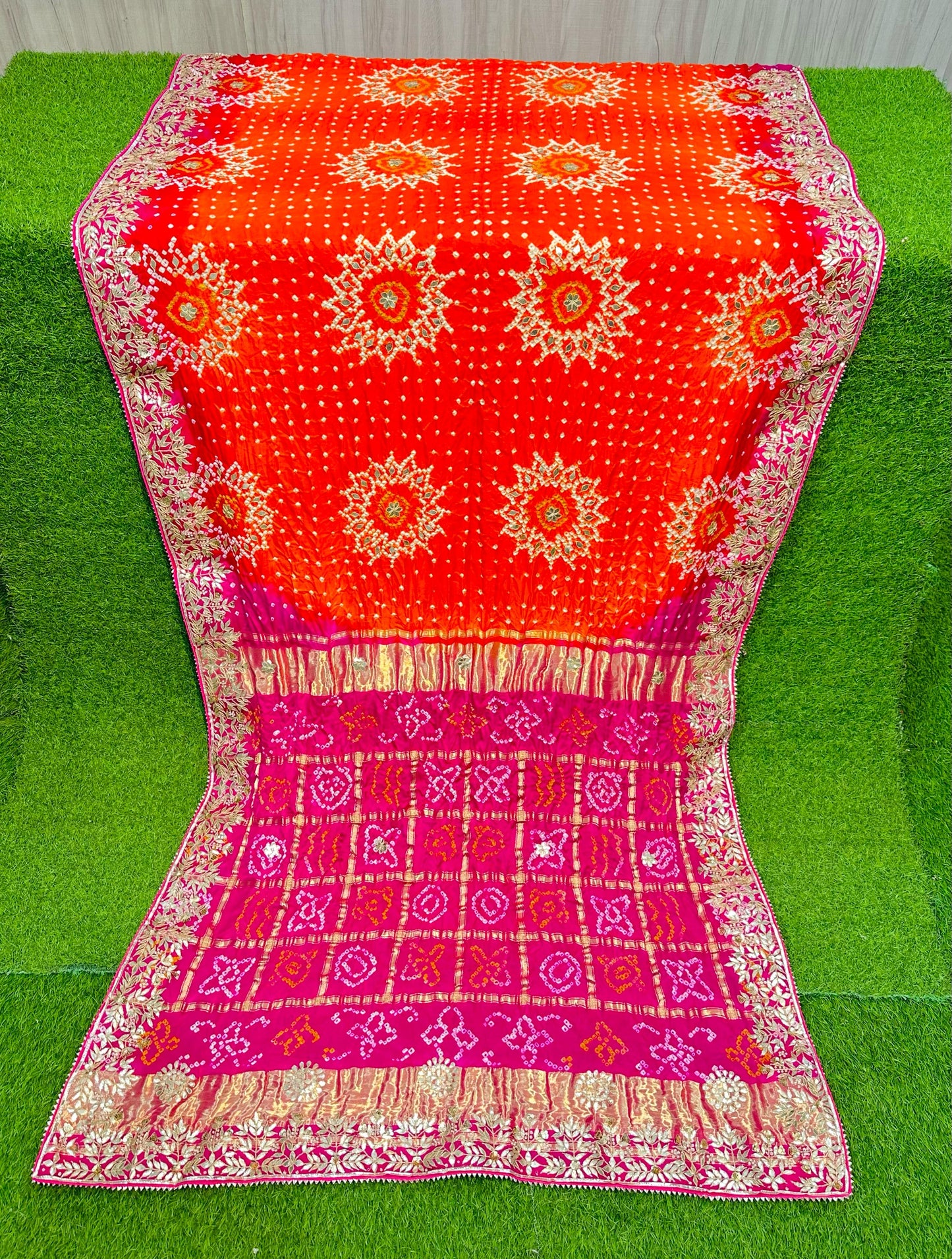 Handmade gajji silk saree gottapatti sari gharchola pallu sari