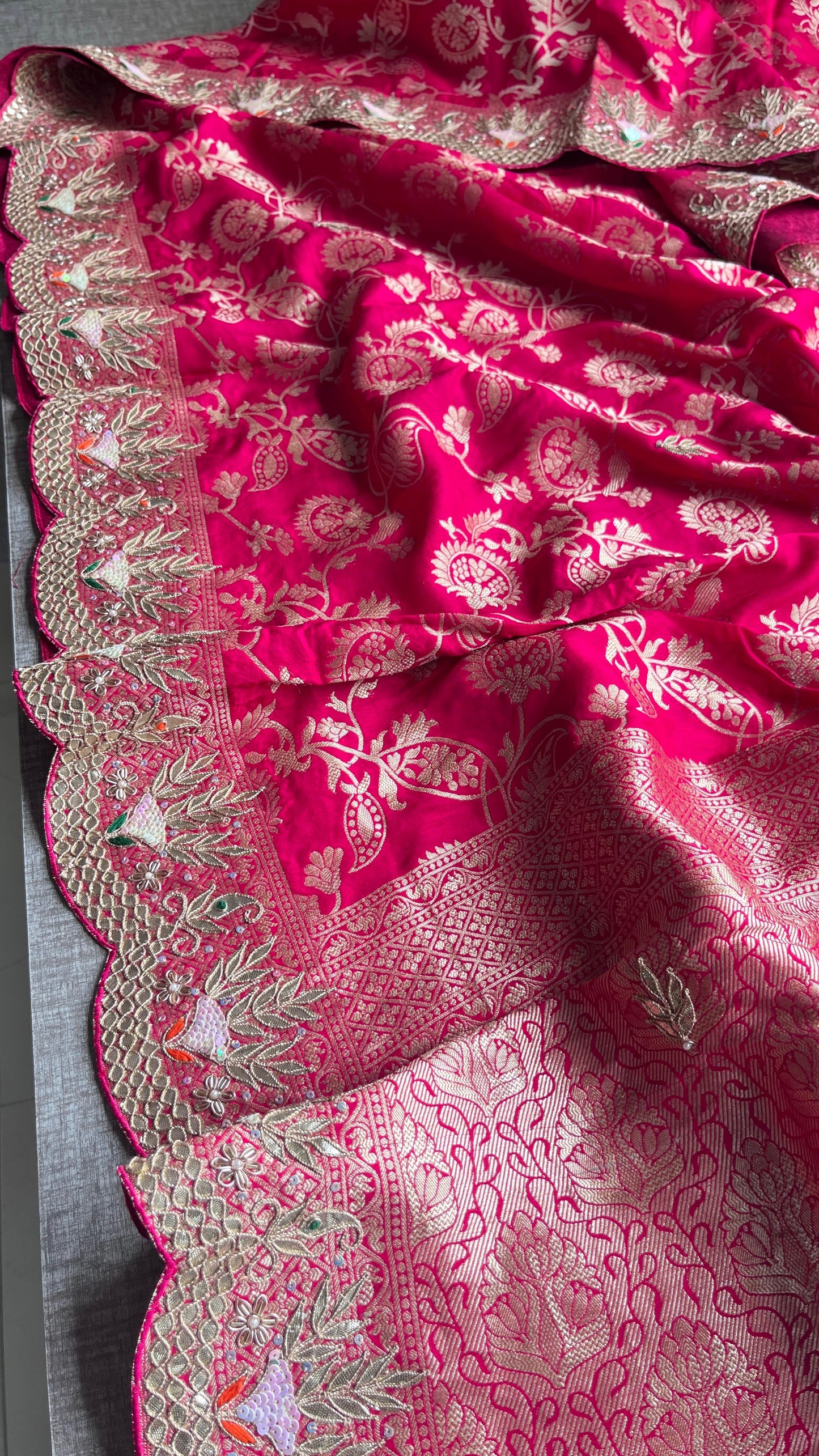 Banarasi Munga silk saree gottapatti sarees