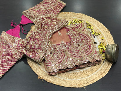Handmade pure Kanjeevaram saree Indian wedding saree with stitched blouse