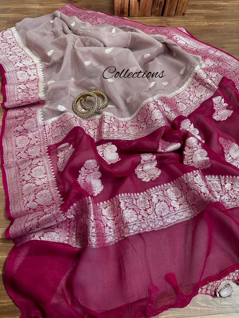Banarsi chiffon indiss add n women sarees