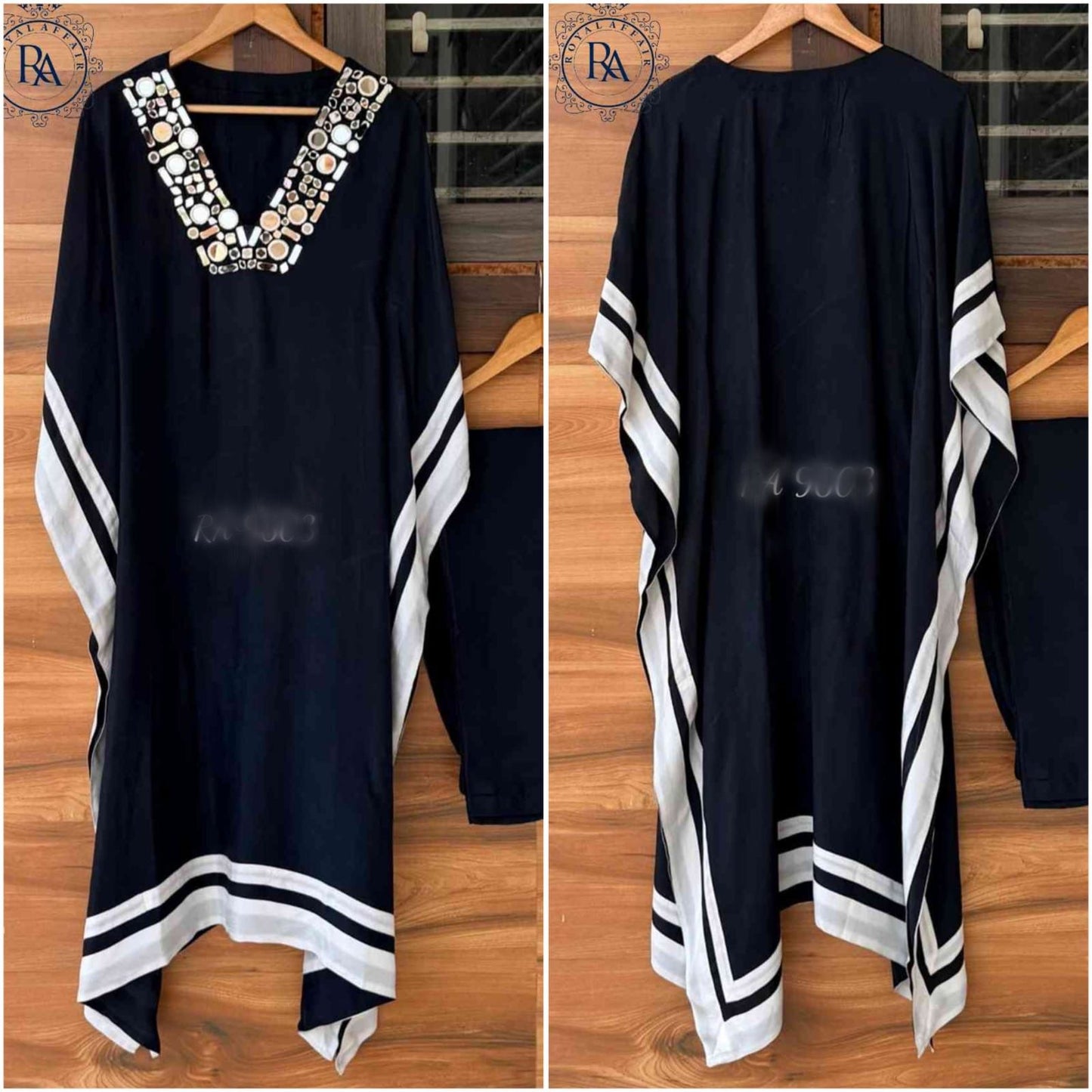 Black silk kaftan designer dress Partywear kaftan dress