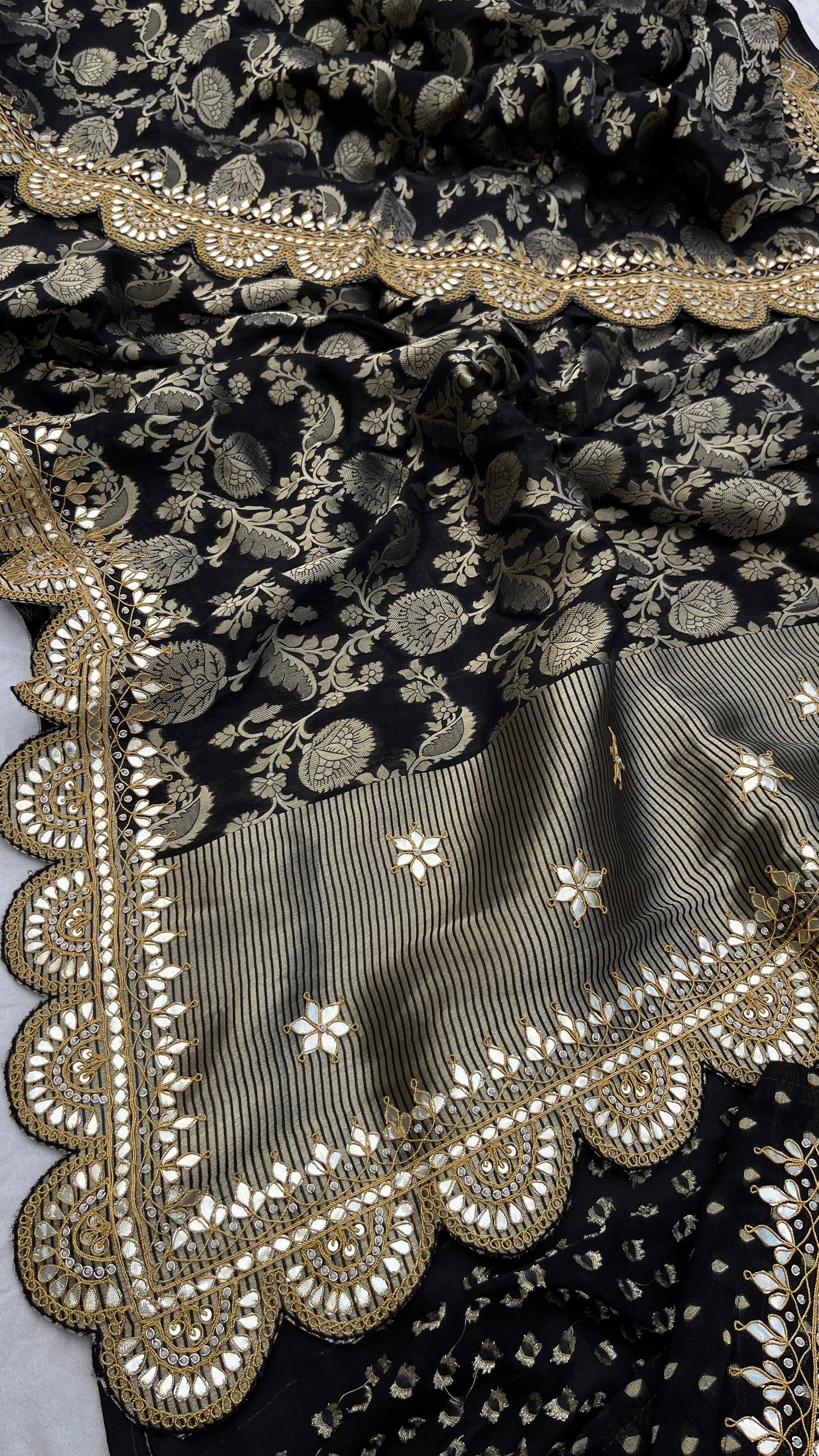 Umesha Khaddi gorgette saree Indian wedding sari blouse