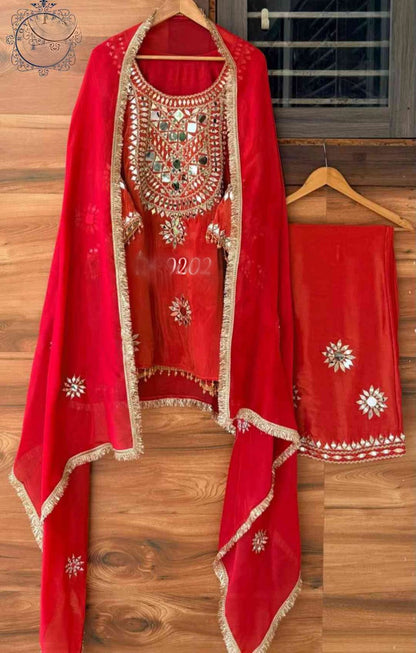 Handmade designer silk stitched dress Indian salwar suit