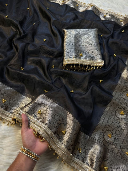 Black beauty saree ghungroo saree Partywear sari blouse