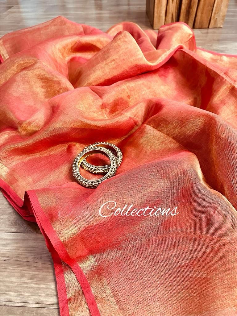 Handwoven Linen Saree Women Sarees Dual Tone Saree