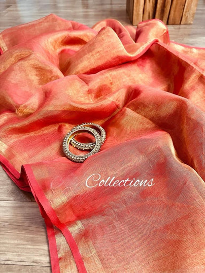 Handwoven Linen Saree Women Sarees Dual Tone Saree