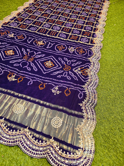 Purple gharchola saree gotta Patti saree Indian traditional sari blouse