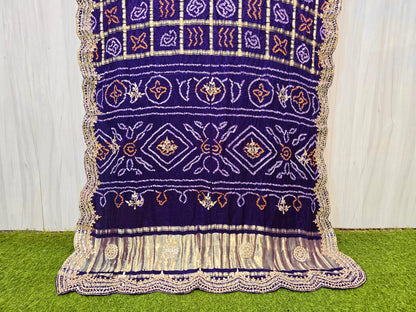 Purple gharchola saree gotta Patti saree Indian traditional sari blouse