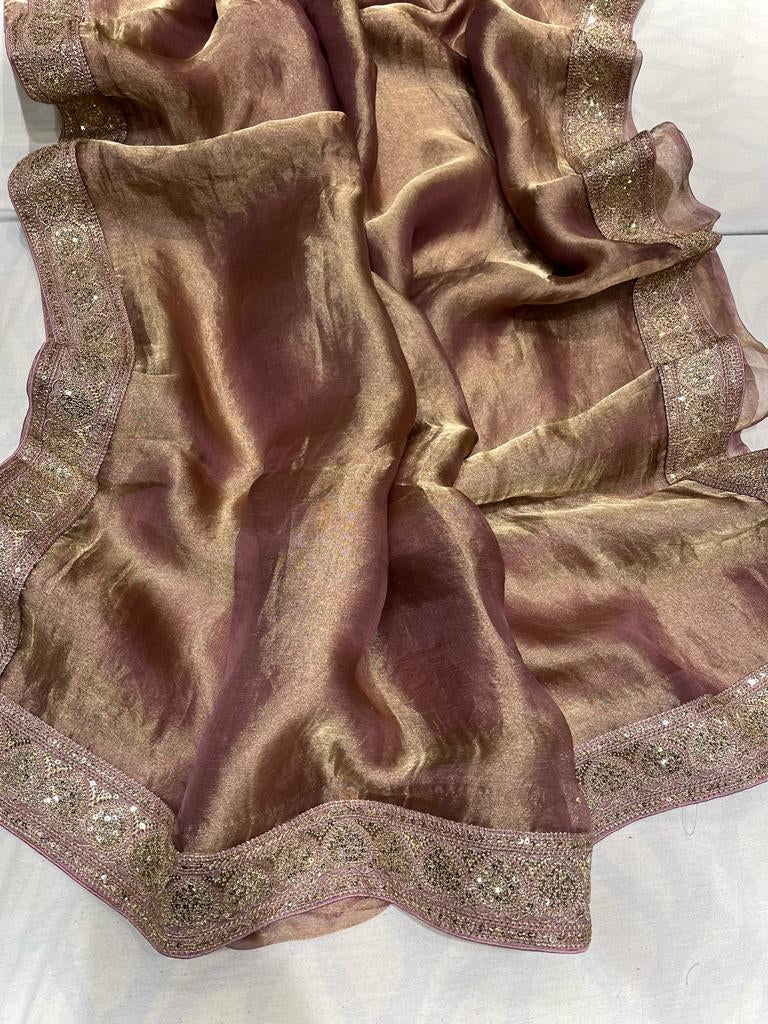 Sequence tissue organza sarees beautiful saree