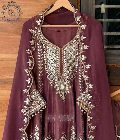 Tissue stitched dress gottapatti dress Partywear dresses for women