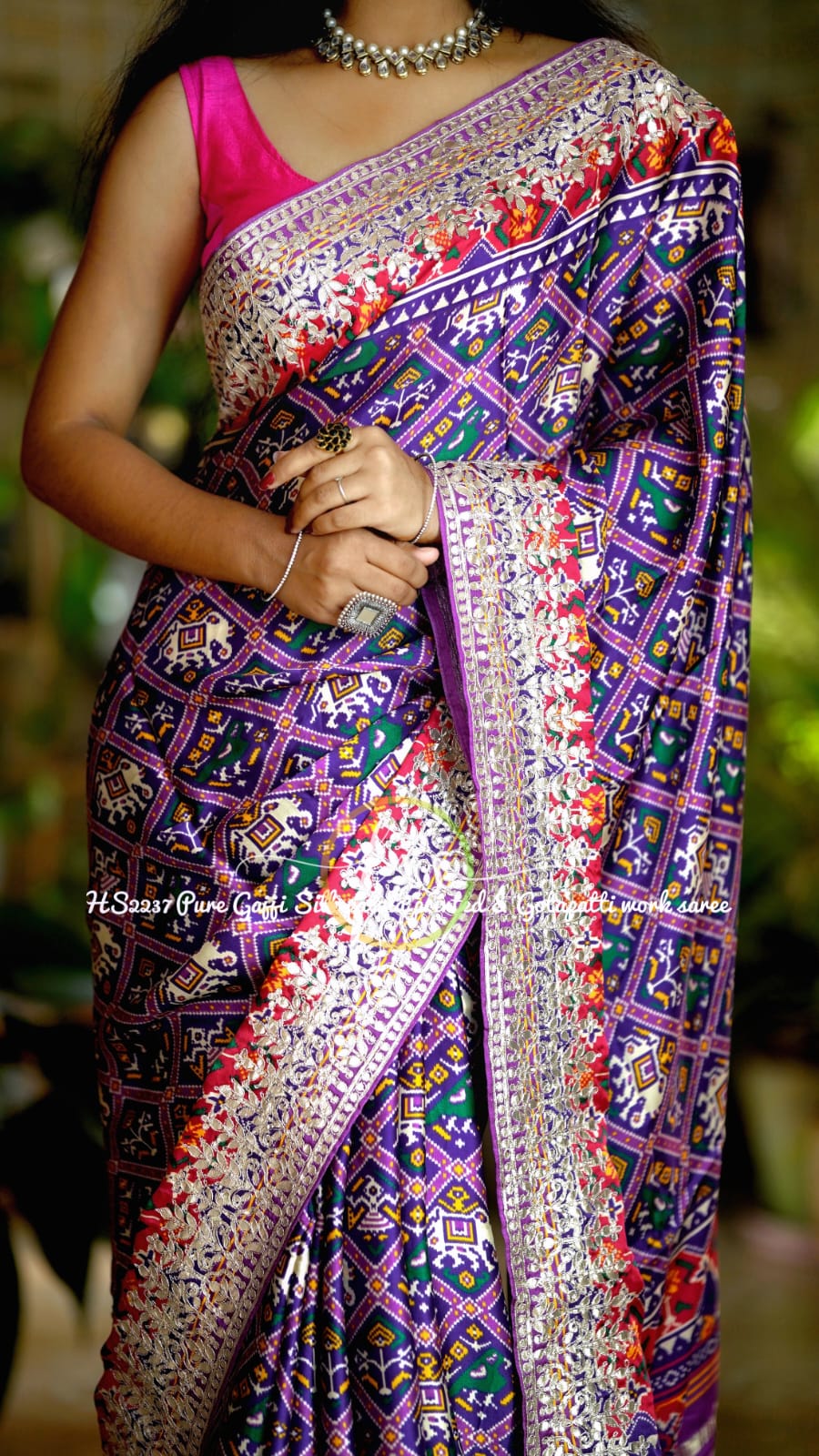 Purple Gajji silk embroidered Patola sarees