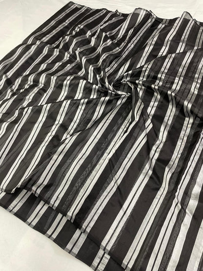 Striped saree Chanderi saree Indian sari blouse