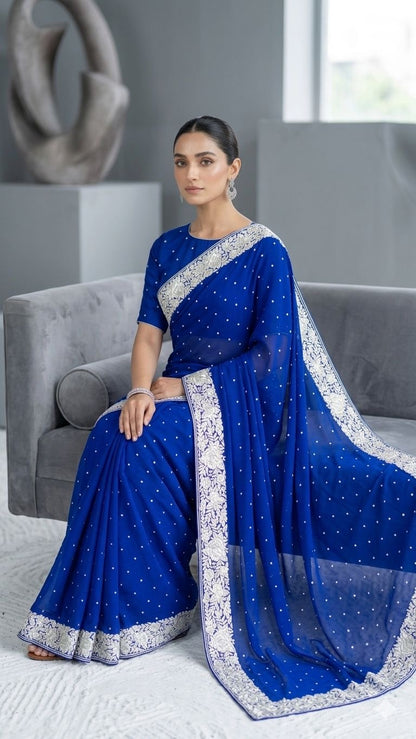 Parsi border saree gorgette sarees Indian sari blouse
