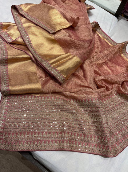 Crush Tissue Saree Kanjeevaram Sarees Indian Global Sari