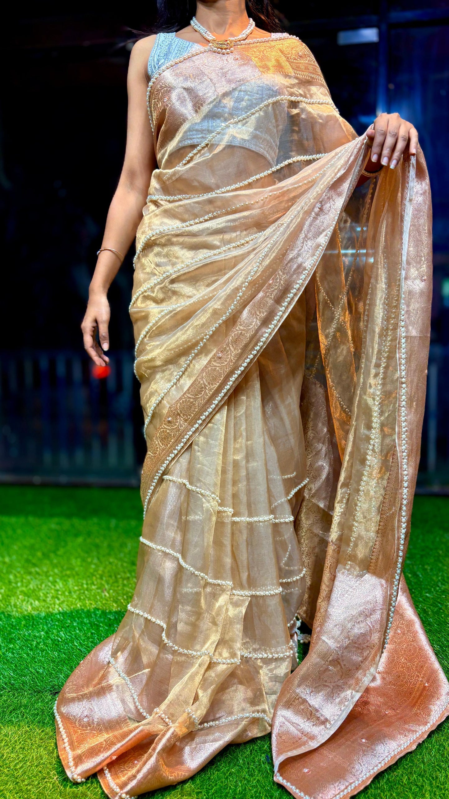 Banarsi gold tissue saree Indian sarees wedding sari blouse