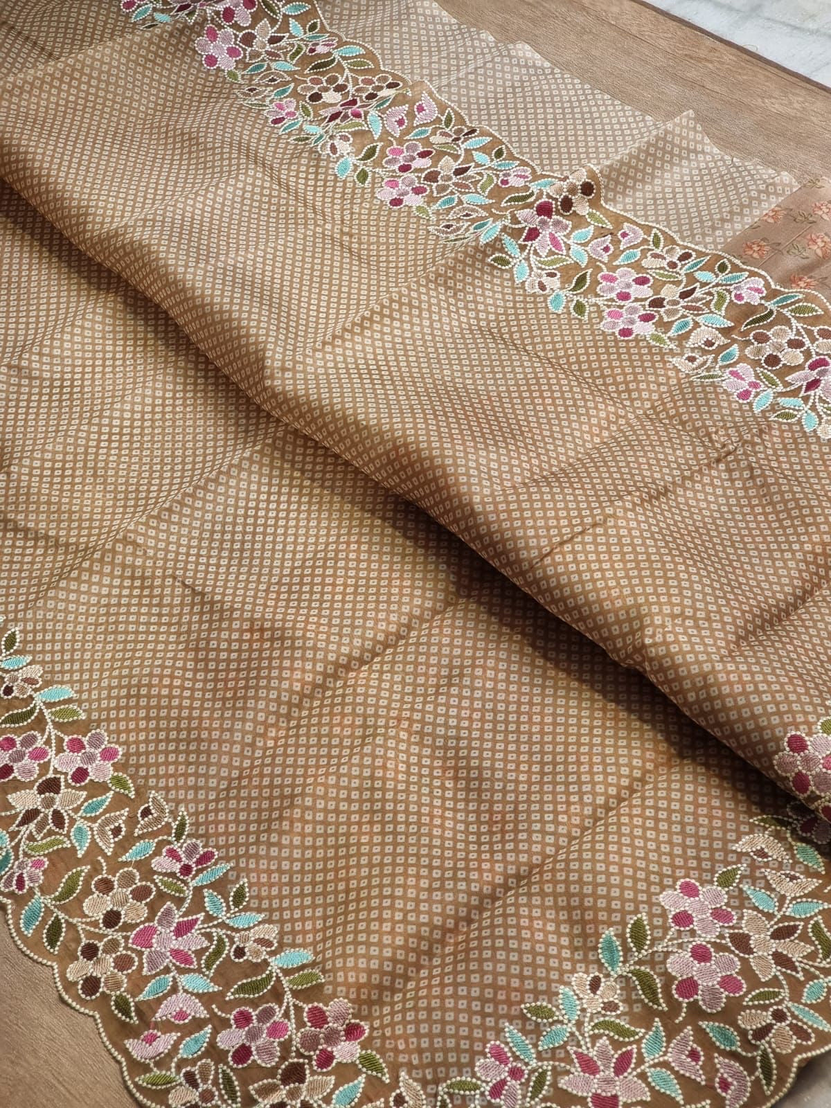 Bandhej printed organza silk sarees