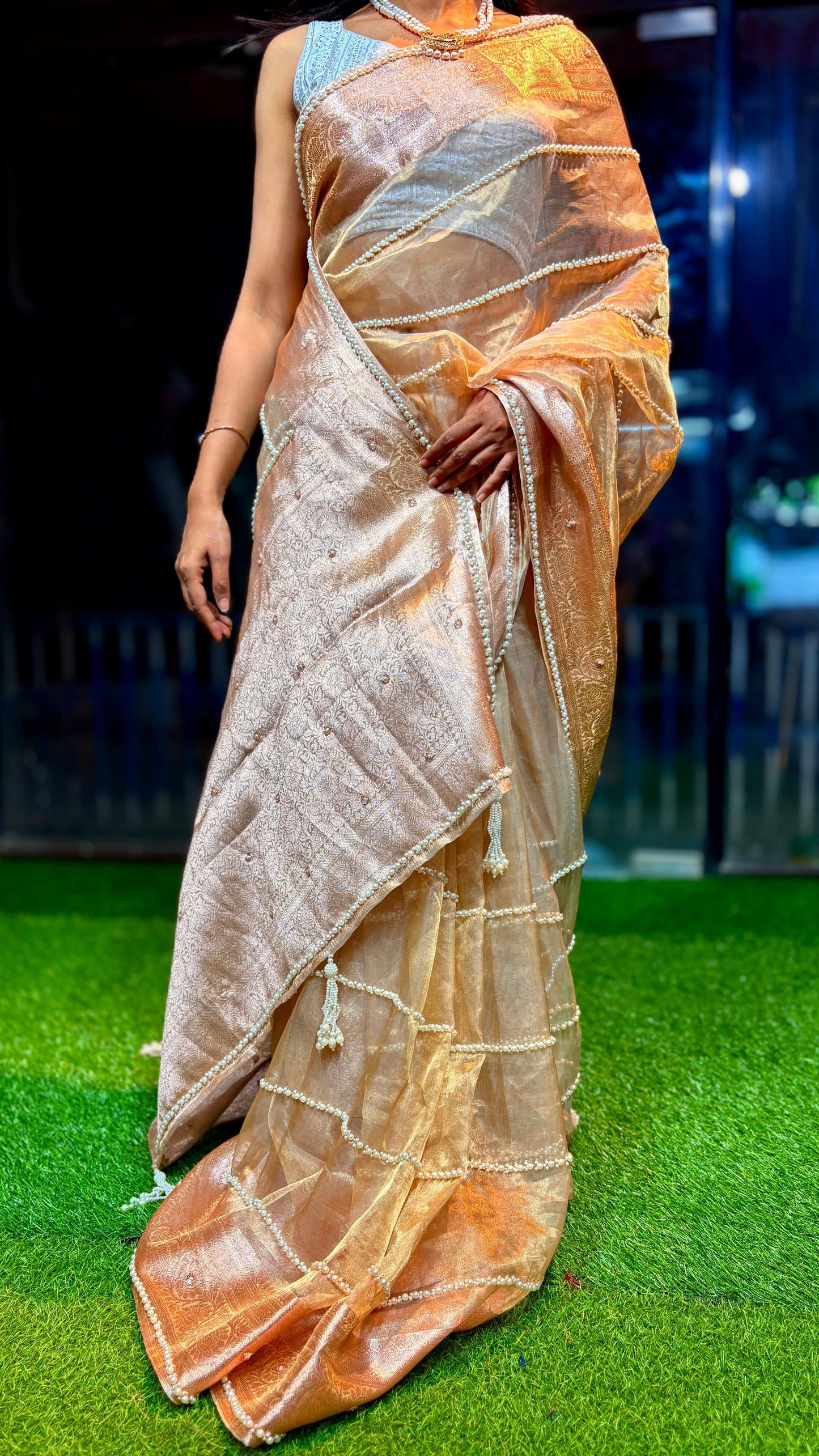 Banarsi gold tissue saree Indian sarees wedding sari blouse