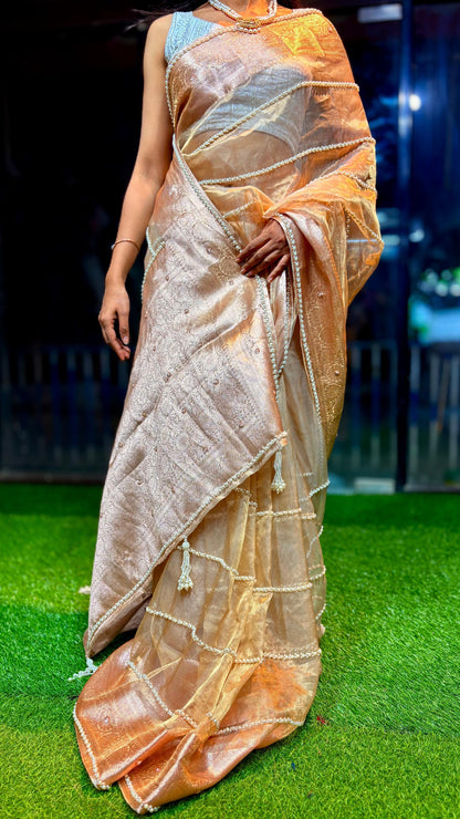 Banarsi gold tissue saree Indian sarees wedding sari blouse