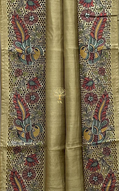 Kalamkari inspired tussar Indian saree
