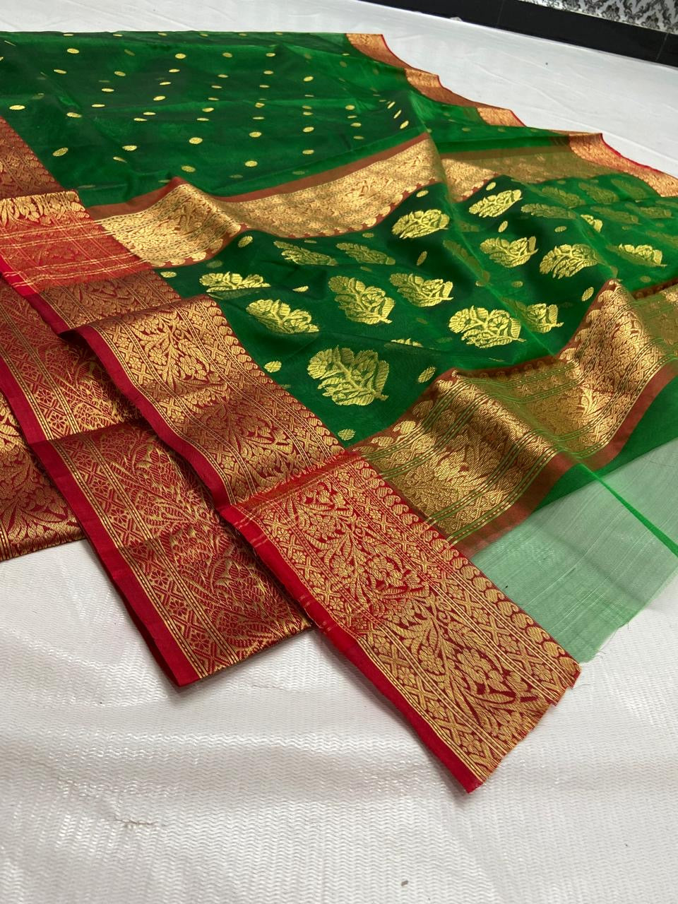 Green Chanderi saree Indian saree women saree blouse