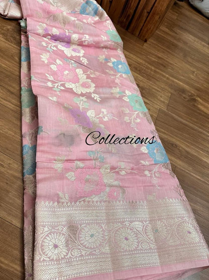 Pink Weaves Banarsi Silk Sarees Beautiful Sari