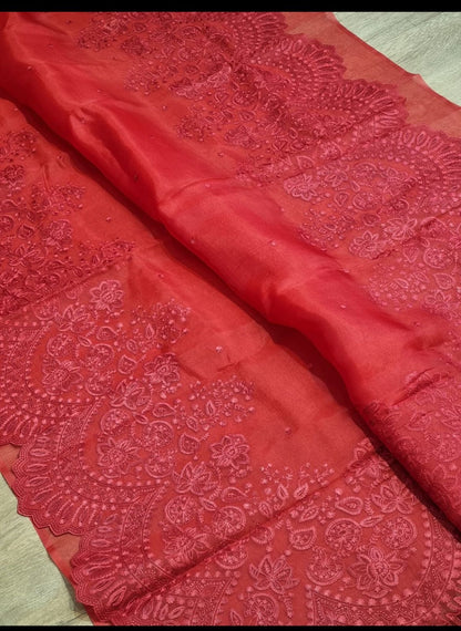 Scalloped inspired organza saree