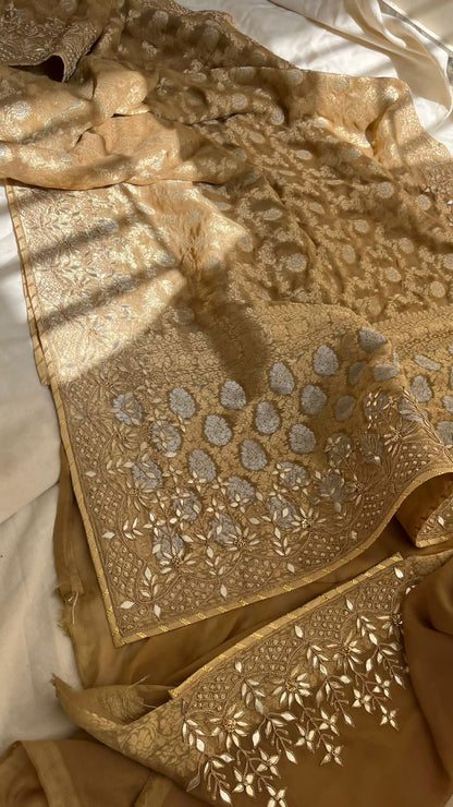Rimjhim khaddi gorgette Banarsi sarees