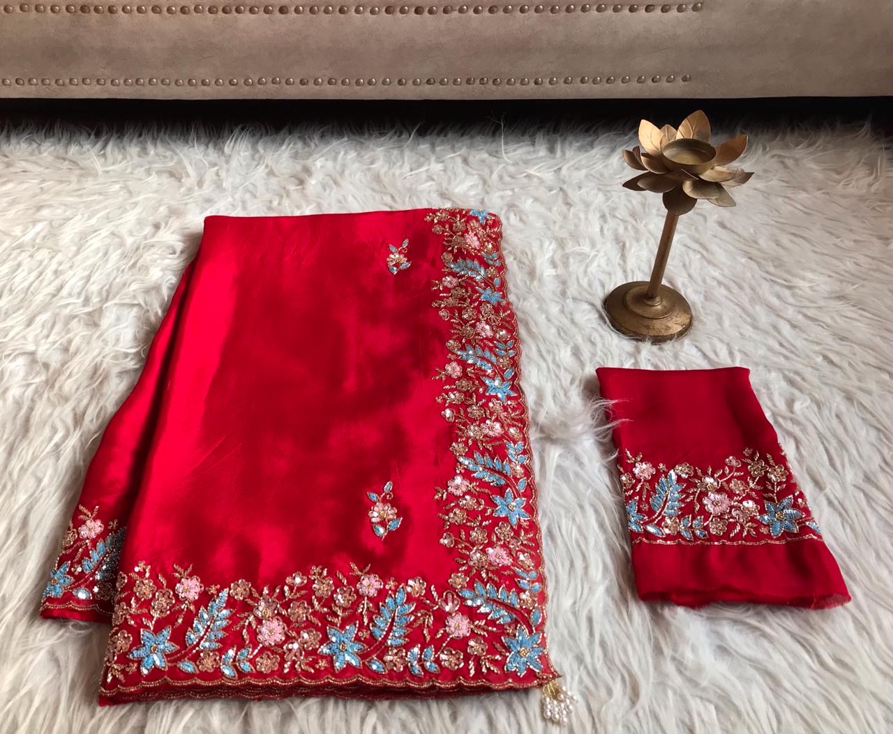 Rich Red Wedding Saree luxury saree women sarees
