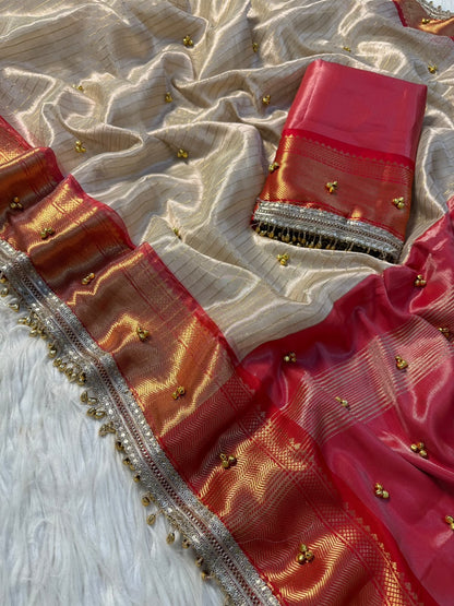 Handmade tissue saree viral ghungroo saree blouse