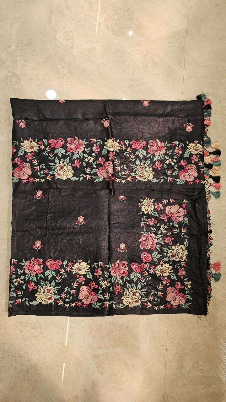 Floral saree tussar silk saree Indian sari blouse